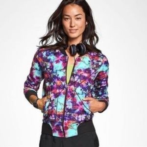 Athleta Floral Fade Bomber Jacket
